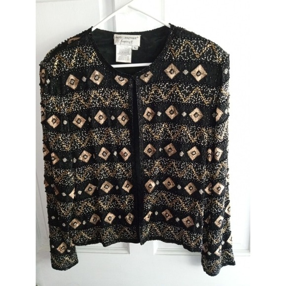 Papell Boutique Evening 100% Silk Long Sleeve Beaded‎ and Embroidered Jacket! - Picture 1 of 11
